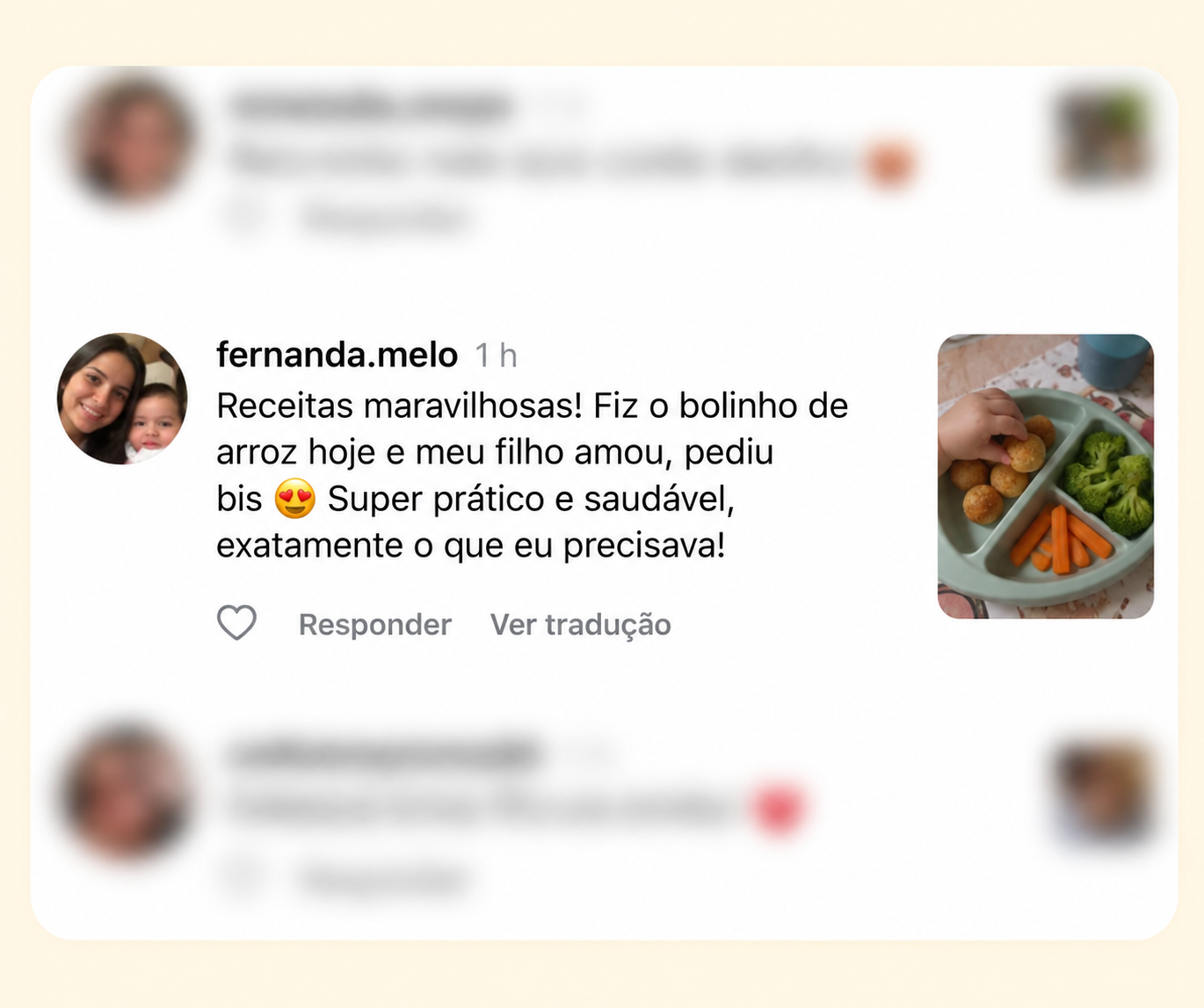 Depoimento de Fernanda sobre o Cardápio Bebê Comilão